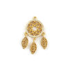 Picture of 1 Piece Brass Pendants 18K Gold Plated Dream Catcher Clear Cubic Zirconia 3.1cm x 1.7cm