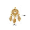 Picture of 1 Piece Brass Pendants 18K Gold Plated Dream Catcher Clear Cubic Zirconia 3.1cm x 1.7cm