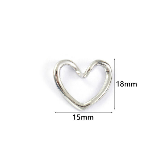 Bild von 2 PCs Eco-friendly Brass Valentine's Day Charms Real Platinum Plated Heart Hollow 18mm x 15mm