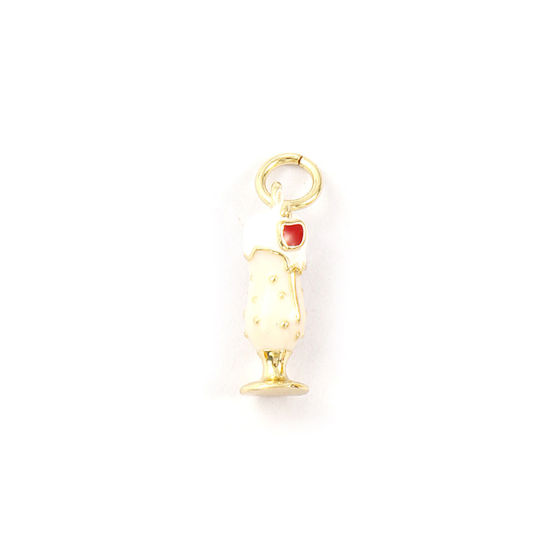 Immagine di 1 Piece Eco-friendly Brass Charms 18K Real Gold Plated White Enamel Cup 3D 19mm x 6mm
