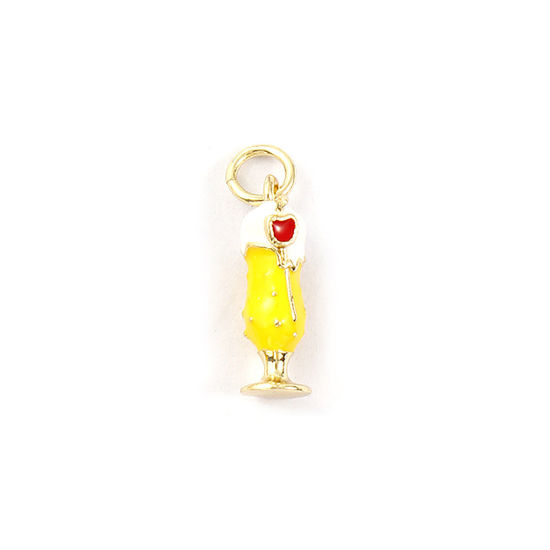 Immagine di 1 Piece Eco-friendly Brass Charms 18K Real Gold Plated Yellow Enamel Cup 3D 19mm x 6mm