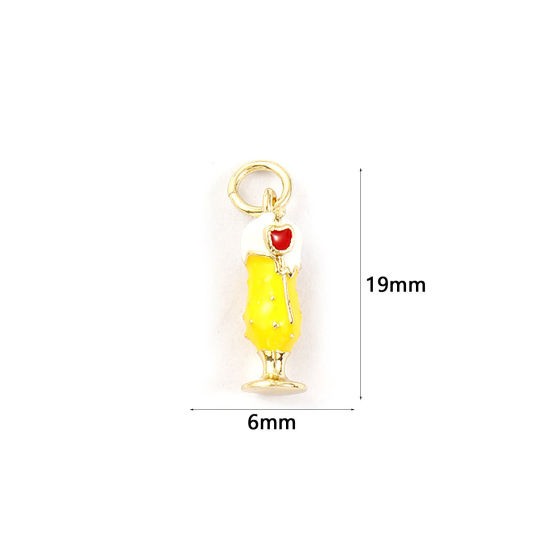 Immagine di 1 Piece Eco-friendly Brass Charms 18K Real Gold Plated Yellow Enamel Cup 3D 19mm x 6mm