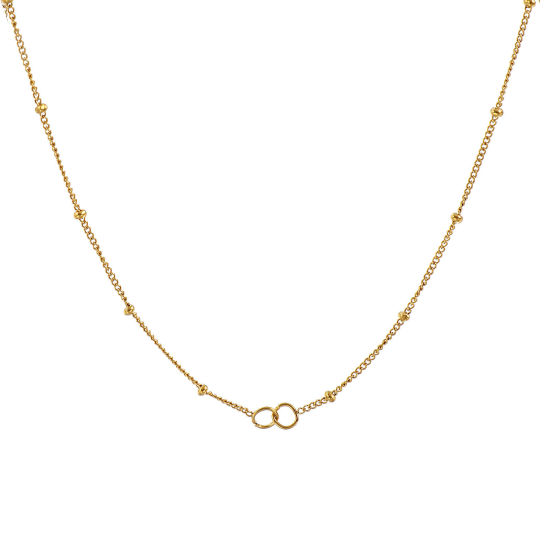 Immagine di 1 Pz Placcatura Sottovuoto PVD Ecologica 304 Acciaio Inossidabile Squisito Catena del Barbazzale Collana 18K Vero Oro Placcato 45cm Lunghezza, Dimensione della Catena: 1mm