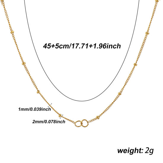 Immagine di 1 Pz Placcatura Sottovuoto PVD Ecologica 304 Acciaio Inossidabile Squisito Catena del Barbazzale Collana 18K Vero Oro Placcato 45cm Lunghezza, Dimensione della Catena: 1mm