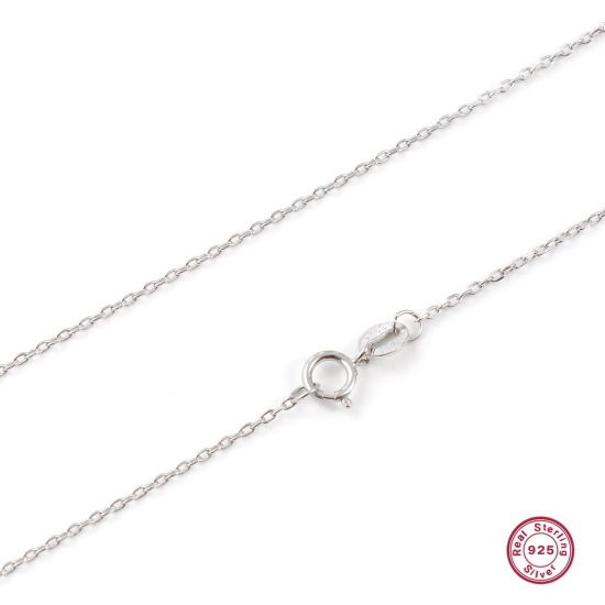 Immagine di 1 Pz Ecologico Argento Sterling Catena a Cavo Collana Platino Placcato 45cm Lunghezza, Dimensione Catena: 1mm