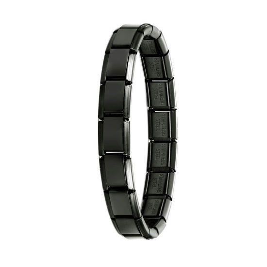 Bild von 1 Strang 304 Edelstahl Italienische Charm-Links-Modularmbänder Schwarz Trennbar 18cm lang