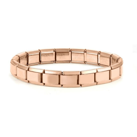 Bild von 1 Strang 304 Edelstahl Italienische Charm-Links-Modularmbänder Rosegold Trennbar 18cm lang