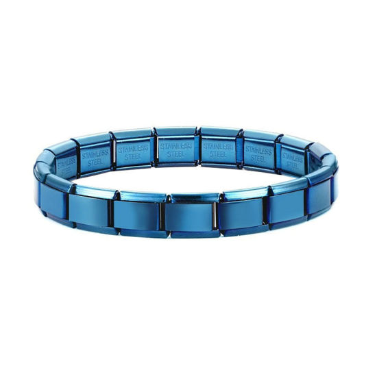 Bild von 1 Strang 304 Edelstahl Italienische Charm-Links-Modularmbänder Blau Trennbar 18cm lang