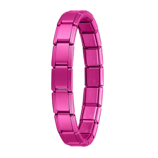 Bild von 1 Strang 304 Edelstahl Italienische Charm-Links-Modularmbänder Fuchsie Matt Trennbar 18cm lang