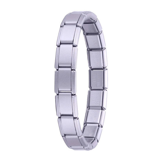 Bild von 1 Strang 304 Edelstahl Italienische Charm-Links-Modularmbänder Helllila Matt Trennbar 18cm lang