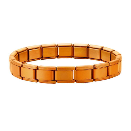 Bild von 1 Strang 304 Edelstahl Italienische Charm-Links-Modularmbänder Orange Matt Trennbar 18cm lang