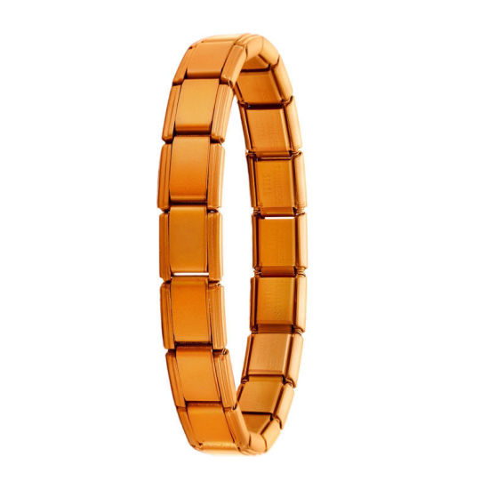 Bild von 1 Strang 304 Edelstahl Italienische Charm-Links-Modularmbänder Orange Matt Trennbar 18cm lang