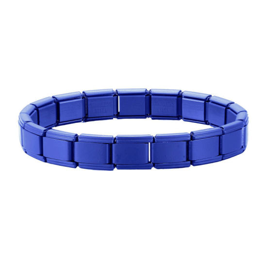 Bild von 1 Strang 304 Edelstahl Italienische Charm-Links-Modularmbänder Blau Violett Matt Trennbar 18cm lang