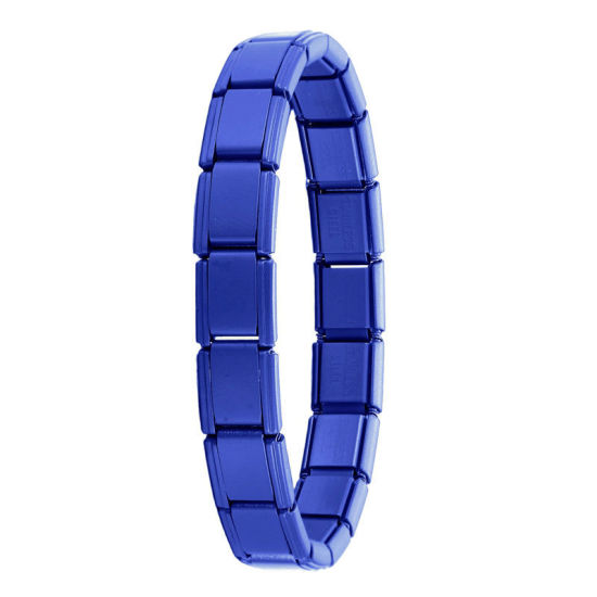Bild von 1 Strang 304 Edelstahl Italienische Charm-Links-Modularmbänder Blau Violett Matt Trennbar 18cm lang