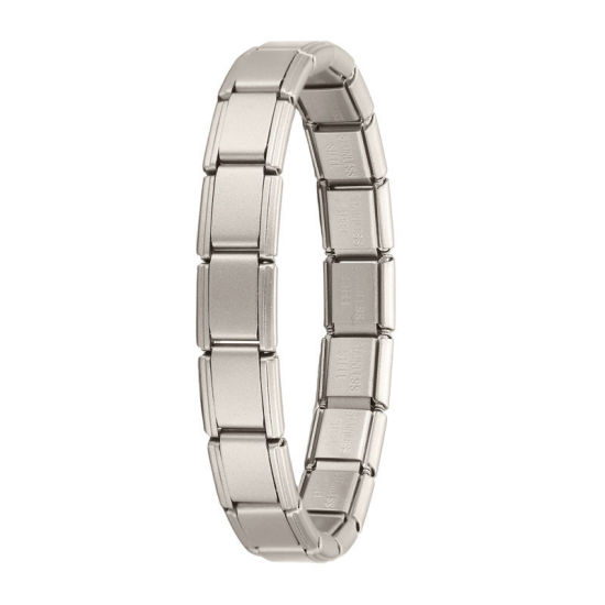 Bild von 1 Strang 304 Edelstahl Italienische Charm-Links-Modularmbänder Silberfarben Matt Trennbar 18cm lang