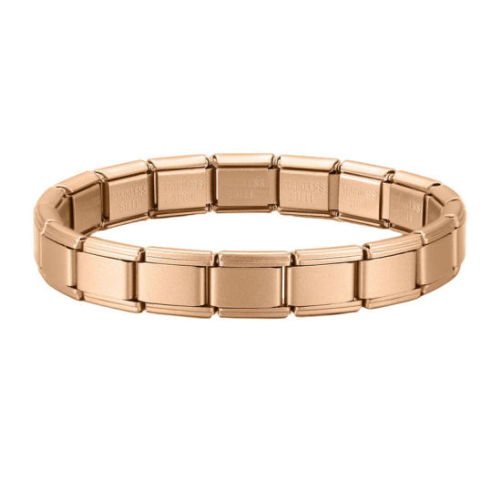 Bild von 1 Strang 304 Edelstahl Italienische Charm-Links-Modularmbänder Rose gold Matt Trennbar 18cm lang