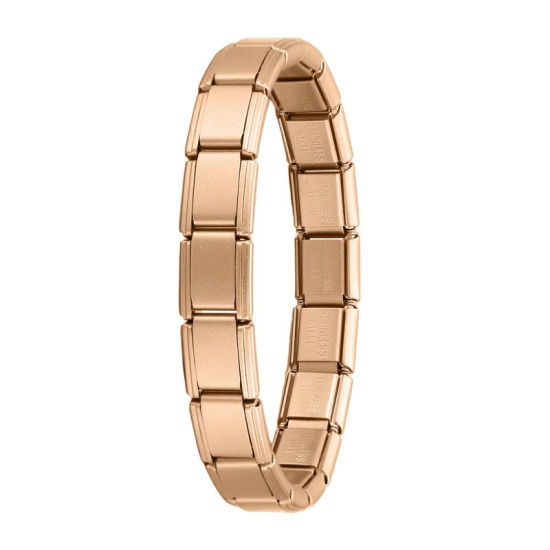 Bild von 1 Strang 304 Edelstahl Italienische Charm-Links-Modularmbänder Rose gold Matt Trennbar 18cm lang