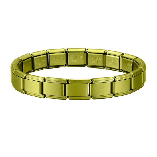 Bild von 1 Strang 304 Edelstahl Italienische Charm-Links-Modularmbänder Grün Matt Trennbar 18cm lang