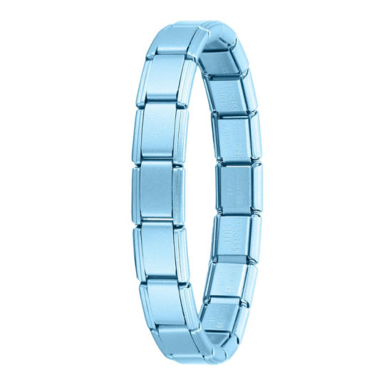 Bild von 1 Strang 304 Edelstahl Italienische Charm-Links-Modularmbänder Azurblau Matt Trennbar 18cm lang