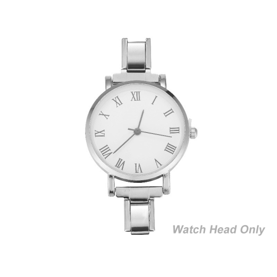 Изображение 1 ШТ 304 Нержавеющая Сталь Стильный & Стильный и повседневный Лицо часов с итальянскими чармами для изготовления украшений своими руками Серебряный Тон Белый Круглые 5.7см x 3см