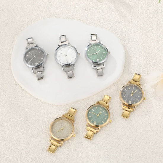 Bild von 1 Stück 304 Edelstahl Stilvoll & lässig hrwerk mit italienischen Charm-Links für die DIY-Schmuckherstellung Vergoldet Rosa Rund 5.7cm x 3cm