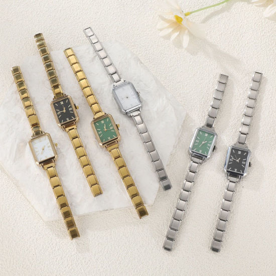 Bild von 1 Stück 304 Edelstahl Stilvoll & lässig hrwerk mit italienischen Charm-Links für die DIY-Schmuckherstellung Vergoldet Rosa Rund 5.7cm x 3cm