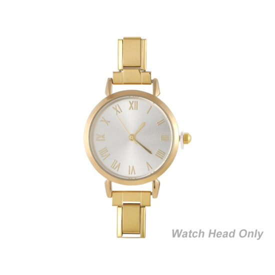 Bild von 1 Stück 304 Edelstahl Stilvoll & lässig hrwerk mit italienischen Charm-Links für die DIY-Schmuckherstellung Vergoldet Weiß Rund 5.7cm x 3cm