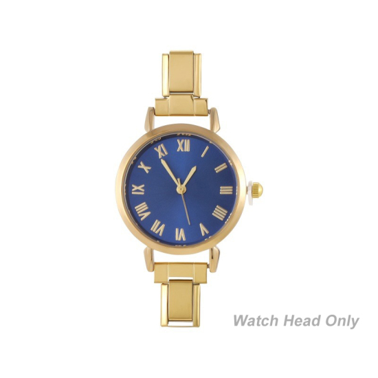 Bild von 1 Stück 304 Edelstahl Stilvoll & lässig hrwerk mit italienischen Charm-Links für die DIY-Schmuckherstellung Vergoldet Blau Rund 5.7cm x 3cm