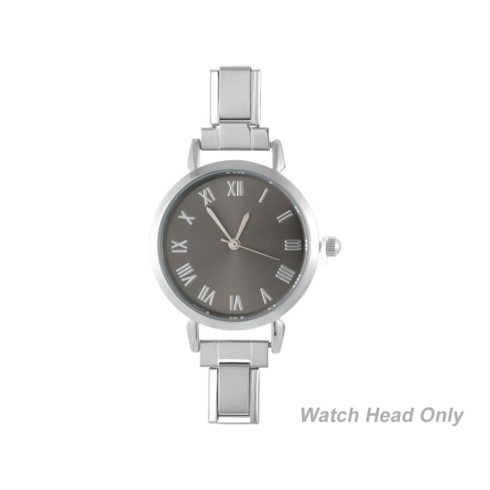 Bild von 1 Stück 304 Edelstahl Stilvoll & lässig hrwerk mit italienischen Charm-Links für die DIY-Schmuckherstellung Silberfarbe Schwarz Rund 5.7cm x 3cm