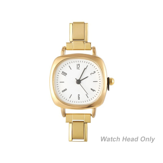 1 個 304ステンレス鋼 おしゃれでカジュアル DIYジュエリーメイキング用のイタリアンチャームリンクウォッチフェイス 金メッキ 白 正方形 5.7cmx 3cm、 の画像