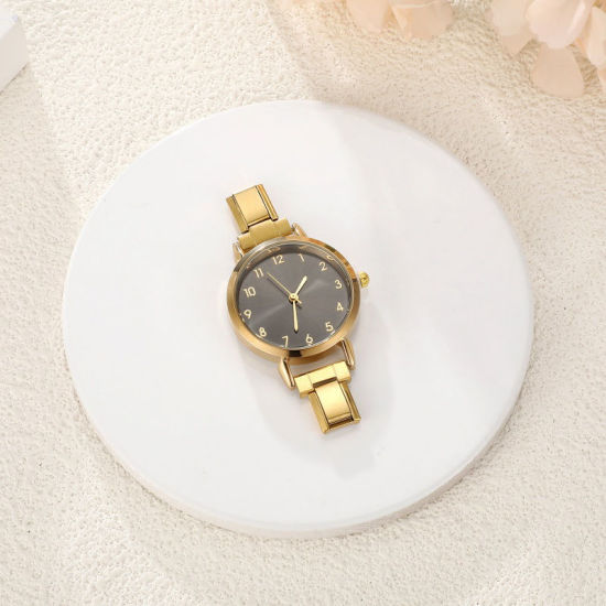 Изображение 1 ШТ 304 Нержавеющая Сталь Стильный & Стильный и повседневный Лицо часов с итальянскими чармами для изготовления украшений своими руками Позолоченный Черный Круглые 5.7см x 3см