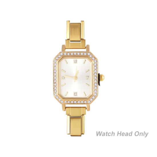 Изображение 1 ШТ 304 Нержавеющая Сталь Стильный & Стильный и повседневный Лицо часов с итальянскими чармами для изготовления украшений своими руками Позолоченный Белый Восьмиугольник Прозрачный Стразы 5.7см x 2.5см