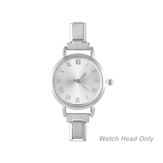 Bild von 1 Stück 304 Edelstahl Stilvoll & lässig hrwerk mit italienischen Charm-Links für die DIY-Schmuckherstellung Silberfarbe Weiß Rund 5.7cm x 3cm