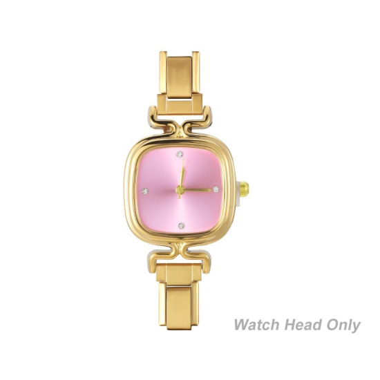Изображение 1 ШТ 304 Нержавеющая Сталь Стильный & Стильный и повседневный Лицо часов с итальянскими чармами для изготовления украшений своими руками Позолоченный Розовый Квадратные 5.7см x 2.5см