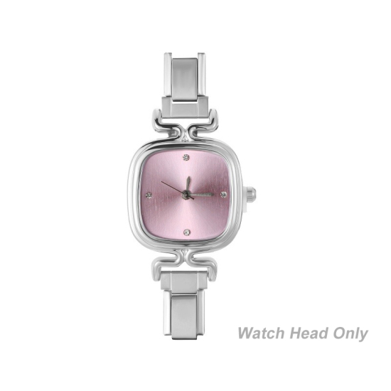 Изображение 1 ШТ 304 Нержавеющая Сталь Стильный & Стильный и повседневный Лицо часов с итальянскими чармами для изготовления украшений своими руками Серебряный Тон Розовый Квадратные 5.7см x 2.5см