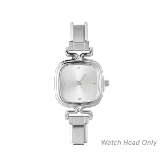 Изображение 1 ШТ 304 Нержавеющая Сталь Стильный & Стильный и повседневный Лицо часов с итальянскими чармами для изготовления украшений своими руками Серебряный Тон Белый Квадратные 5.7см x 2.5см