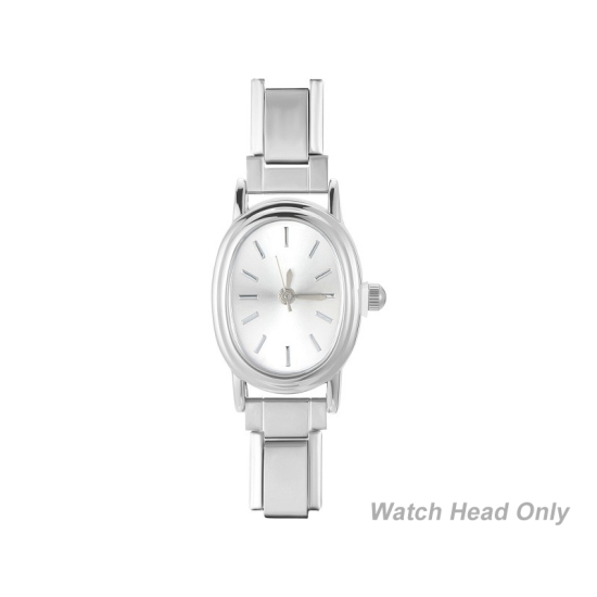 Изображение 1 ШТ 304 Нержавеющая Сталь Стильный & Стильный и повседневный Лицо часов с итальянскими чармами для изготовления украшений своими руками Серебряный Тон Белый Овальные 5.7см x 2см