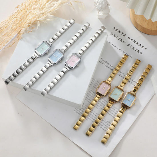 Изображение 1 ШТ 304 Нержавеющая Сталь Стильный & Стильный и повседневный Лицо часов с итальянскими чармами для изготовления украшений своими руками Позолоченный Розовый Восьмиугольник 5.7см x 2.5см