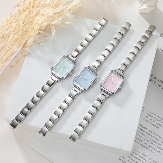 Изображение 1 ШТ 304 Нержавеющая Сталь Стильный & Стильный и повседневный Лицо часов с итальянскими чармами для изготовления украшений своими руками Позолоченный Розовый Восьмиугольник 5.7см x 2.5см