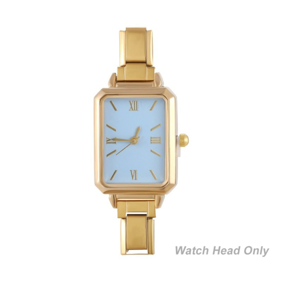 Изображение 1 ШТ 304 Нержавеющая Сталь Стильный & Стильный и повседневный Лицо часов с итальянскими чармами для изготовления украшений своими руками Позолоченный Голубой Восьмиугольник 5.7см x 2.5см