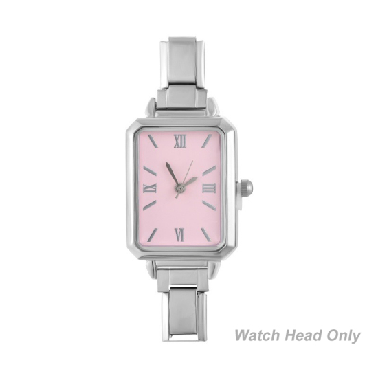 Изображение 1 ШТ 304 Нержавеющая Сталь Стильный & Стильный и повседневный Лицо часов с итальянскими чармами для изготовления украшений своими руками Серебряный Тон Розовый Восьмиугольник 5.7см x 2.5см