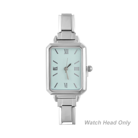 Изображение 1 ШТ 304 Нержавеющая Сталь Стильный & Стильный и повседневный Лицо часов с итальянскими чармами для изготовления украшений своими руками Серебряный Тон Светло-зеленый Восьмиугольник 5.7см x 2.5см