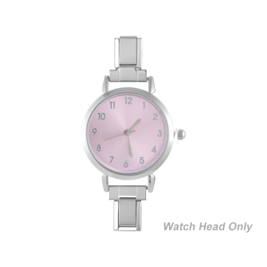 Изображение 1 ШТ 304 Нержавеющая Сталь Стильный & Стильный и повседневный Лицо часов с итальянскими чармами для изготовления украшений своими руками Серебряный Тон Розовый Круглые 5.7см x 3см