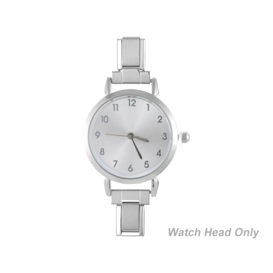 Изображение 1 ШТ 304 Нержавеющая Сталь Стильный & Стильный и повседневный Лицо часов с итальянскими чармами для изготовления украшений своими руками Серебряный Тон Белый Круглые 5.7см x 3см