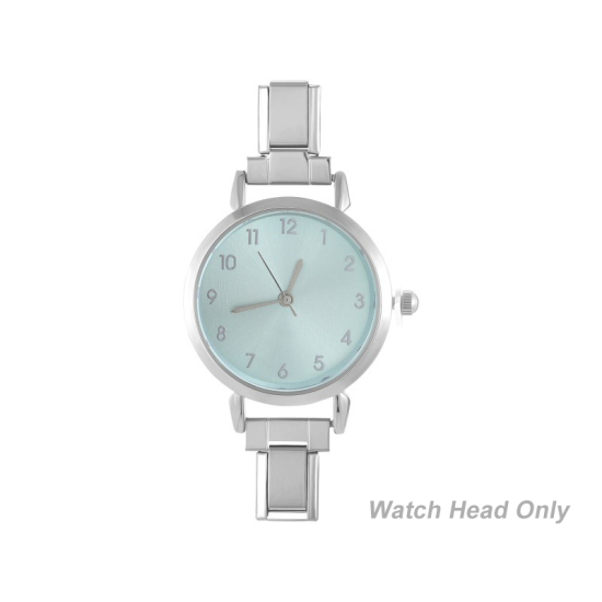 Изображение 1 ШТ 304 Нержавеющая Сталь Стильный & Стильный и повседневный Лицо часов с итальянскими чармами для изготовления украшений своими руками Серебряный Тон Светло-зеленый Круглые 5.7см x 3см