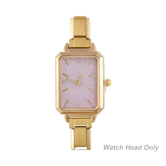 Изображение 1 ШТ 304 Нержавеющая Сталь Стильный & Стильный и повседневный Лицо часов с итальянскими чармами для изготовления украшений своими руками Позолоченный Розовый Восьмиугольник 5.7см x 2.5см