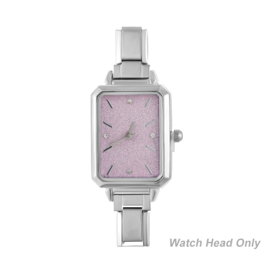 Изображение 1 ШТ 304 Нержавеющая Сталь Стильный & Стильный и повседневный Лицо часов с итальянскими чармами для изготовления украшений своими руками Серебряный Тон Розовый Восьмиугольник 5.7см x 2.5см