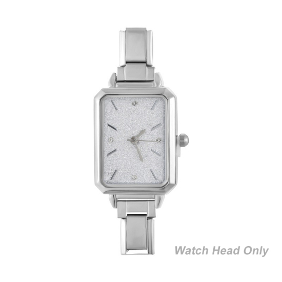 Изображение 1 ШТ 304 Нержавеющая Сталь Стильный & Стильный и повседневный Лицо часов с итальянскими чармами для изготовления украшений своими руками Серебряный Тон Белый Восьмиугольник 5.7см x 2.5см