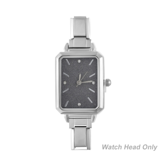 Изображение 1 ШТ 304 Нержавеющая Сталь Стильный & Стильный и повседневный Лицо часов с итальянскими чармами для изготовления украшений своими руками Серебряный Тон Черный Восьмиугольник 5.7см x 2.5см