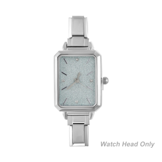 Изображение 1 ШТ 304 Нержавеющая Сталь Стильный & Стильный и повседневный Лицо часов с итальянскими чармами для изготовления украшений своими руками Серебряный Тон Светло-зеленый Восьмиугольник 5.7см x 2.5см